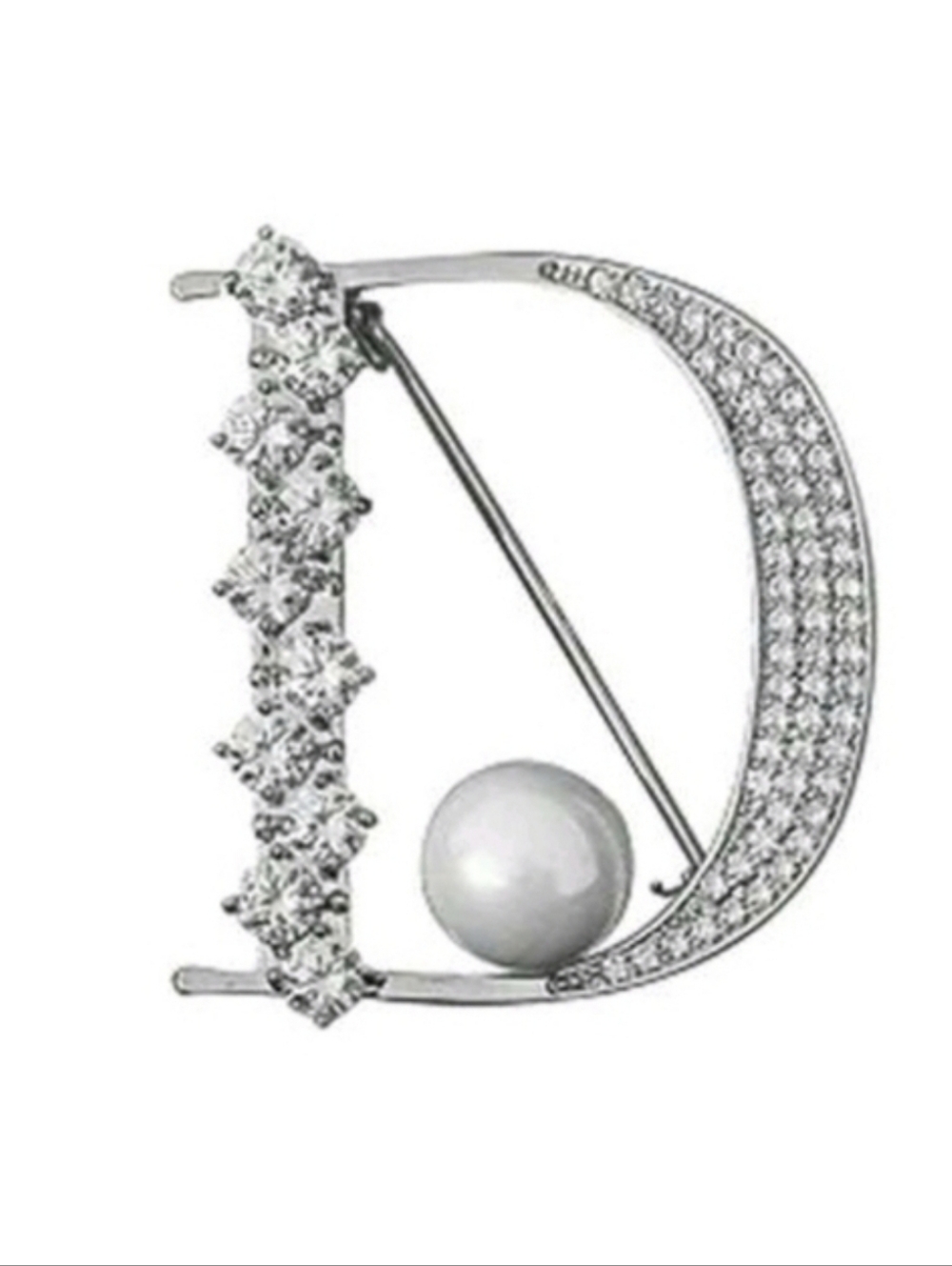 Dior Style Silver Tone Brooch